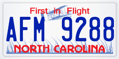 NC license plate AFM9288