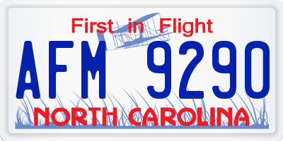 NC license plate AFM9290