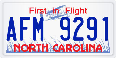 NC license plate AFM9291