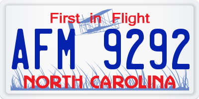 NC license plate AFM9292