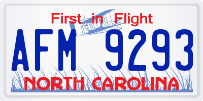NC license plate AFM9293