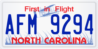 NC license plate AFM9294