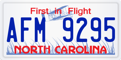 NC license plate AFM9295