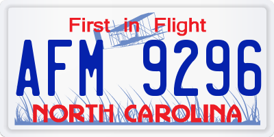 NC license plate AFM9296
