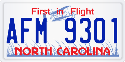 NC license plate AFM9301