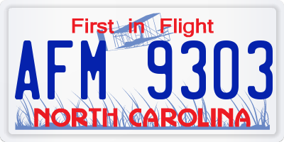 NC license plate AFM9303