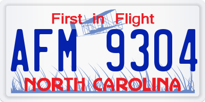 NC license plate AFM9304