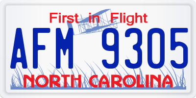 NC license plate AFM9305