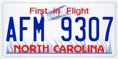 NC license plate AFM9307