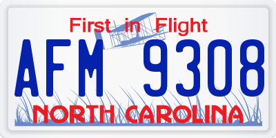 NC license plate AFM9308