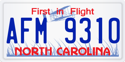 NC license plate AFM9310
