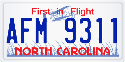 NC license plate AFM9311