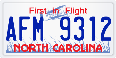 NC license plate AFM9312