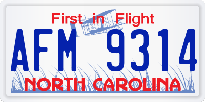 NC license plate AFM9314