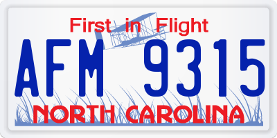 NC license plate AFM9315