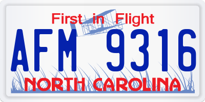 NC license plate AFM9316