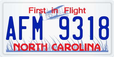 NC license plate AFM9318