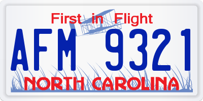 NC license plate AFM9321
