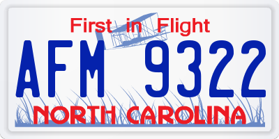 NC license plate AFM9322