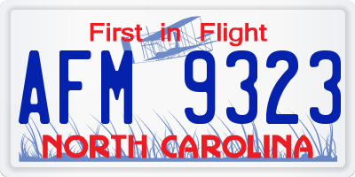 NC license plate AFM9323