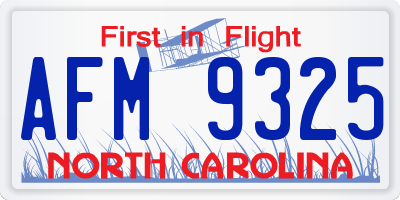 NC license plate AFM9325