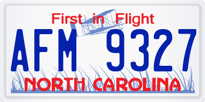 NC license plate AFM9327