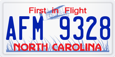 NC license plate AFM9328