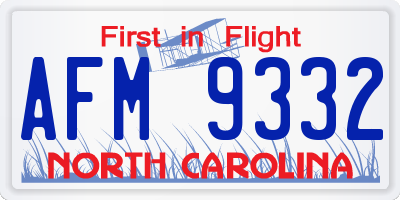 NC license plate AFM9332