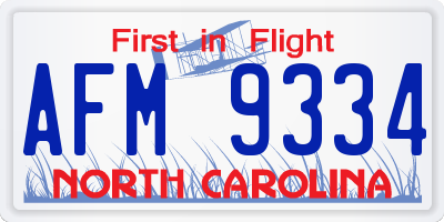 NC license plate AFM9334