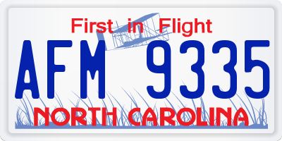 NC license plate AFM9335