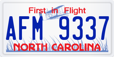 NC license plate AFM9337