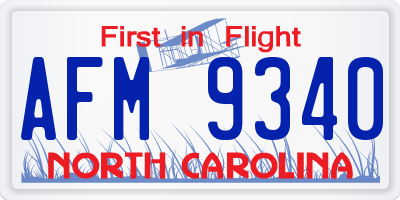 NC license plate AFM9340