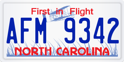 NC license plate AFM9342
