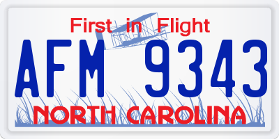NC license plate AFM9343