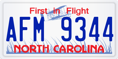 NC license plate AFM9344