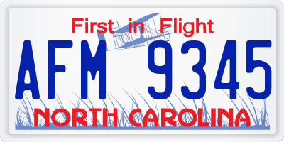 NC license plate AFM9345