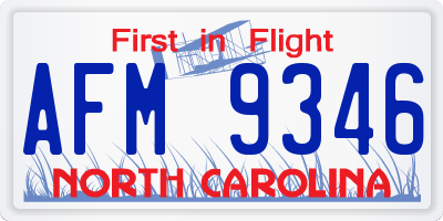 NC license plate AFM9346