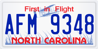NC license plate AFM9348