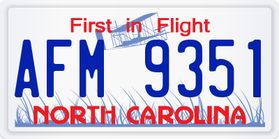 NC license plate AFM9351