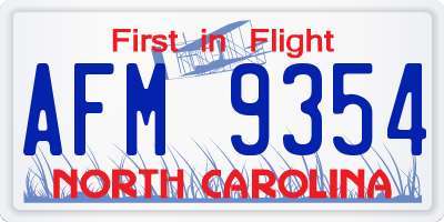 NC license plate AFM9354
