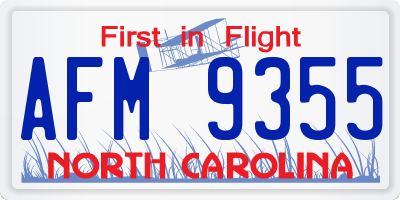 NC license plate AFM9355