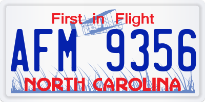 NC license plate AFM9356
