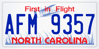 NC license plate AFM9357