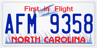NC license plate AFM9358
