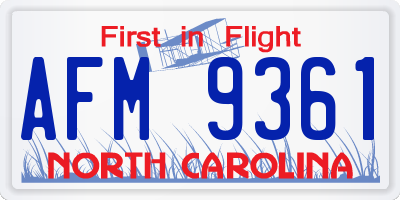 NC license plate AFM9361