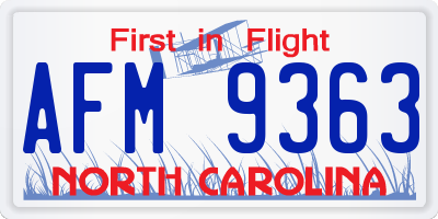 NC license plate AFM9363