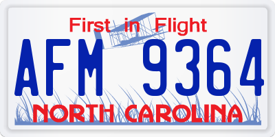 NC license plate AFM9364