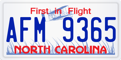 NC license plate AFM9365