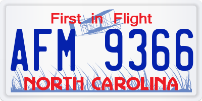 NC license plate AFM9366