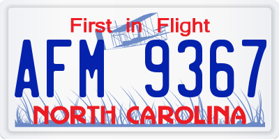 NC license plate AFM9367